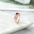 thumbnail image 4 of Gem Stone King 18K Rose Gold Plated Silver Lab Grown Diamond and Blue Created Sapphire and Created Sapphire Infinity Promise Ring for Women | 1.09 Cttw | Oval 6X4MM | Gemstone Birthstone | Size 8, 4 of 5