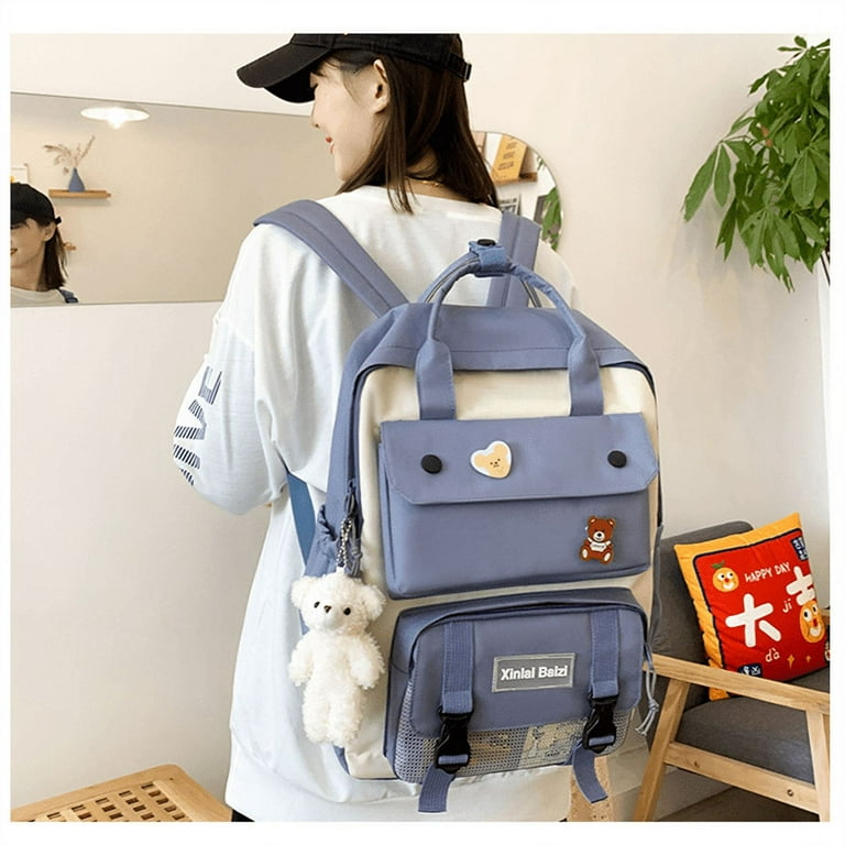 New Large-capacity Backpack Korean Version Handbag Pencil Bag Backpack  Four-piece Set