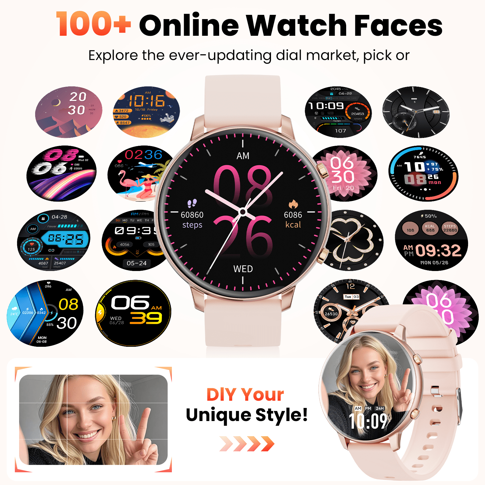 Smart Watch for Men Women, Fitness Tracker with Call Function & 1.39" HD Touchscreen, 100 Sport Modes, IP68 Waterproof Smartwatch for Android and Iphone, Gold