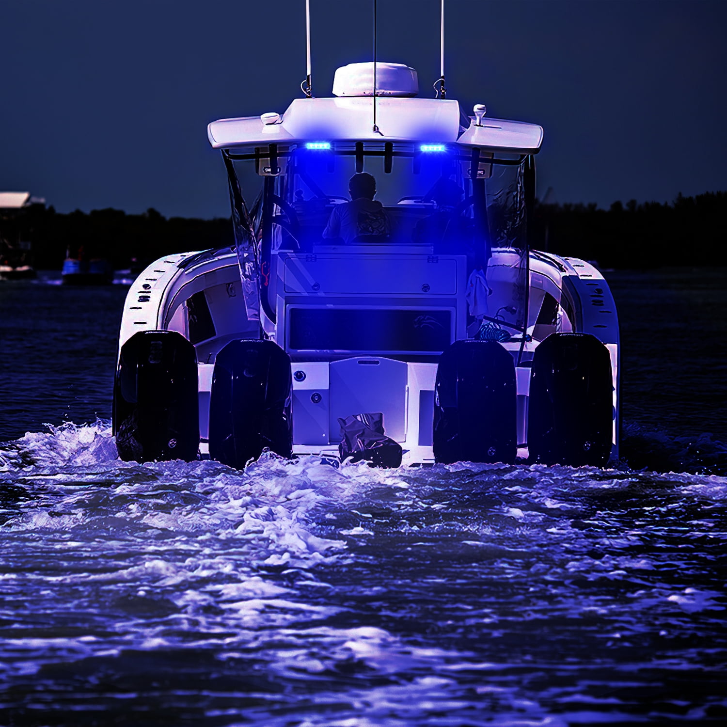 Nilight Marine LED Navigation Lights 2PCS 72W Blue Beam Flood Beam Ponton Boat Deck Dock Lights for Night Fishing T-top Stern Yacht Kayak Port Sailboat Trucks Tractors, 2 Years Warranty