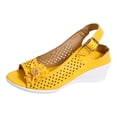 thumbnail image 6 of HEWUQI Women's Wedge Sandals Hollow out Flower Decor Slingback Shoes Ankle Strap Lightweight Casual Dress Heels for Outdoor Wear Yellow Size 9, 6 of 6