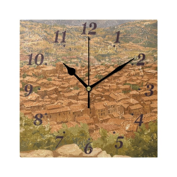 7.78in Top View Small Village Square Wall and Table Clock Dual Use Vintage Design in Black or Gold