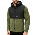 thumbnail image 4 of ZUKMRJPC Mens Polar Fleece Jacket Casual Lightweight Long Sleeve Patchwork Hooded Jackets Warm Cozy Full Zip Outdoor Coat with Pocket, 4 of 8