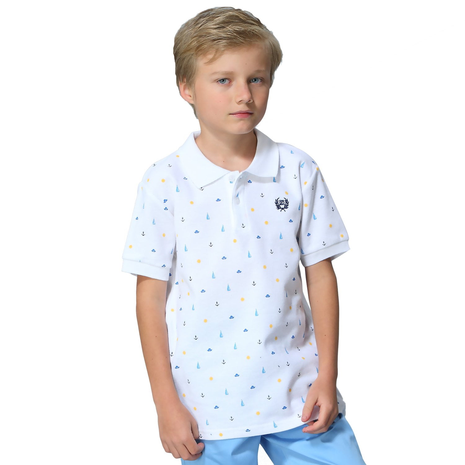 Leo/&Lily Boys Kids Casual Sport Cardigan Printed Polo Shirts