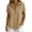 Khaki, variant on Women's Cotton Linen Tops Rolled Short Sleeve Half Button Collared Pleated T-Shirts Casual Loose Tunic Blouses