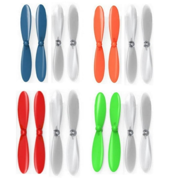 HobbyFlip Clear w/ Green Red Orange and Blue Propellers Compatible with Hubsan X4 H107D