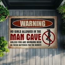 Warning No Girls Allowed Doormat – Funny Man Cave Entry Rug, Bold Indoor & Outdoor Mat for Men’s Spaces, Gift for Him