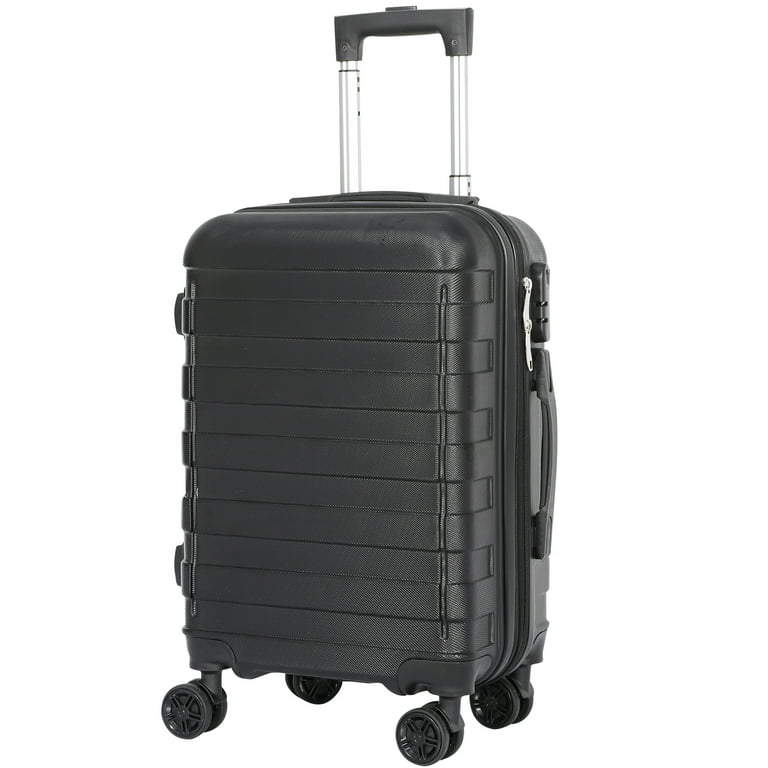 ZENY 21 Expandable Lightweight ABS Luggage Suitcase, Black 