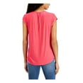 thumbnail image 2 of TOMMY HILFIGER Womens Pink Tie Gathered Pintucks Ladder Trim Cap Sleeve Split Top XS, 2 of 5