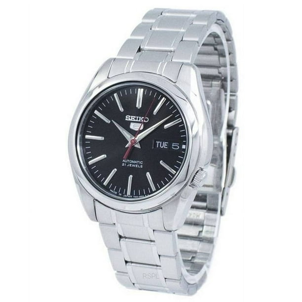 Seiko Reloj 5 Automático para Hombre, Esfera Negra, Acero Inoxidable, SNKL45J1