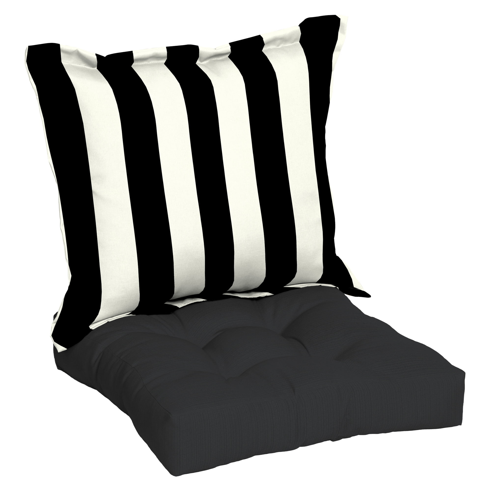 Gardens Black White Stripe 45, Black Outdoor Cushions