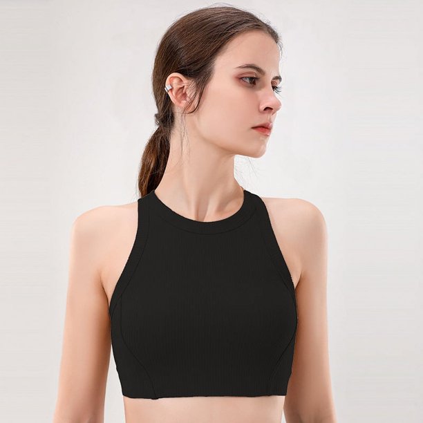 Ropa interior deportiva de cuello redondo para mujer, de alta resistencia, a prueba de golpes, para correr, fitness, yoga, sujetador superior, chaleco