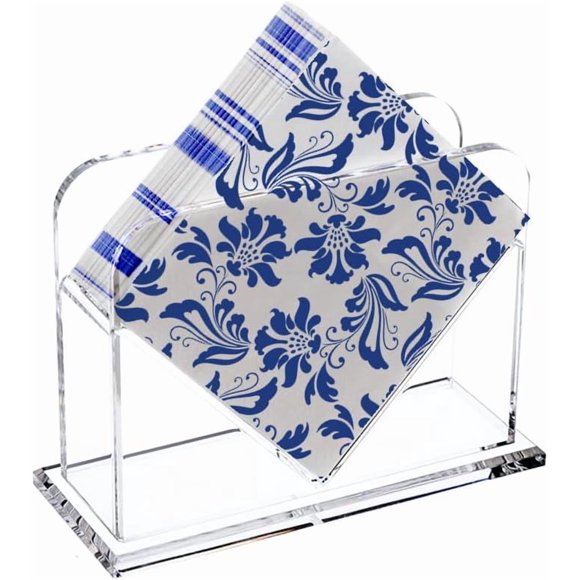 HeiMma Acrylic Napkin Holder, Clear Lucite Plastic Cocktail Beverage Paper Napkin Holders for Dining Table, Kitchen, Bathroom, 1 Pack, Vertical, Square