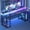 Black, variant on Casacomoda 48 Inch Gaming Desk with LED Lights, Computer Desk with Monitor Stand, Storage Shelves and CPU Stand, Home Office Desk, Black
