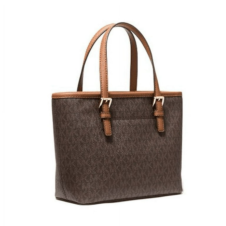 Michael Kors Compact Jet Set Travel Small Purse Handbag Top Zip Convertible Carryall Brown Walmart