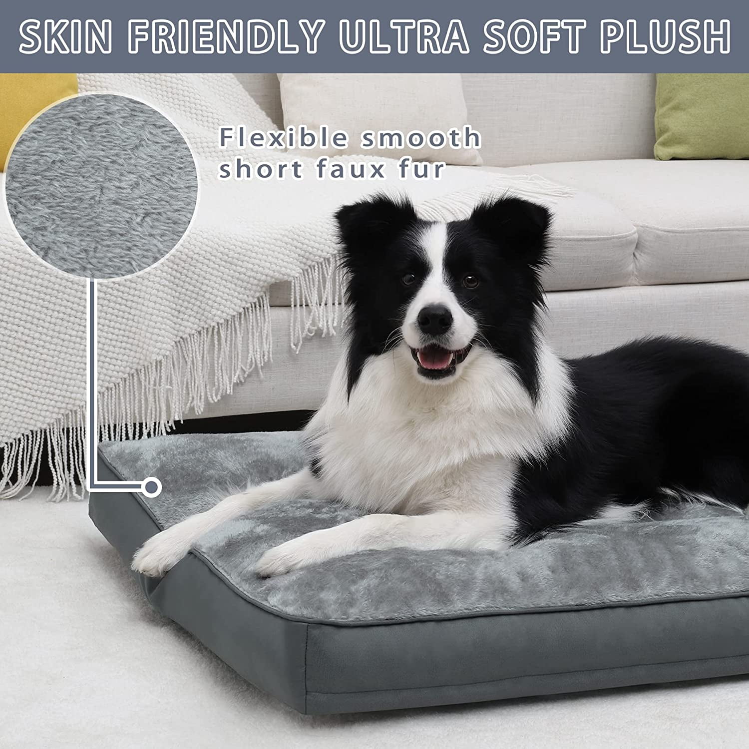 Dog Crate Bed Waterproof Deluxe Plush Dog Beds with Removable Washable Cover Anti-Slip Bottom Pet Sleeping Mattress for Large, Medium, Jumbo, Small Dogs, 41 x 27 inch, Green