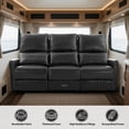 thumbnail image 5 of IPKIG 74" RV 3-Seater Manual Recliner Sofa with Flip Backrest, Drawer, USB Ports, AC Sockets & Cup Holders for Home Theater & Living Room, PU Leather Black, 5 of 10