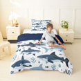 thumbnail image 3 of Manfei Ocean Shark Twin Comforter Sets, Kawaii Sealife Lover Bedding Set, Navy Blue, Blue Reversible, 2-Piece, 1 Comforter and 1 Pillowcase, 3 of 7