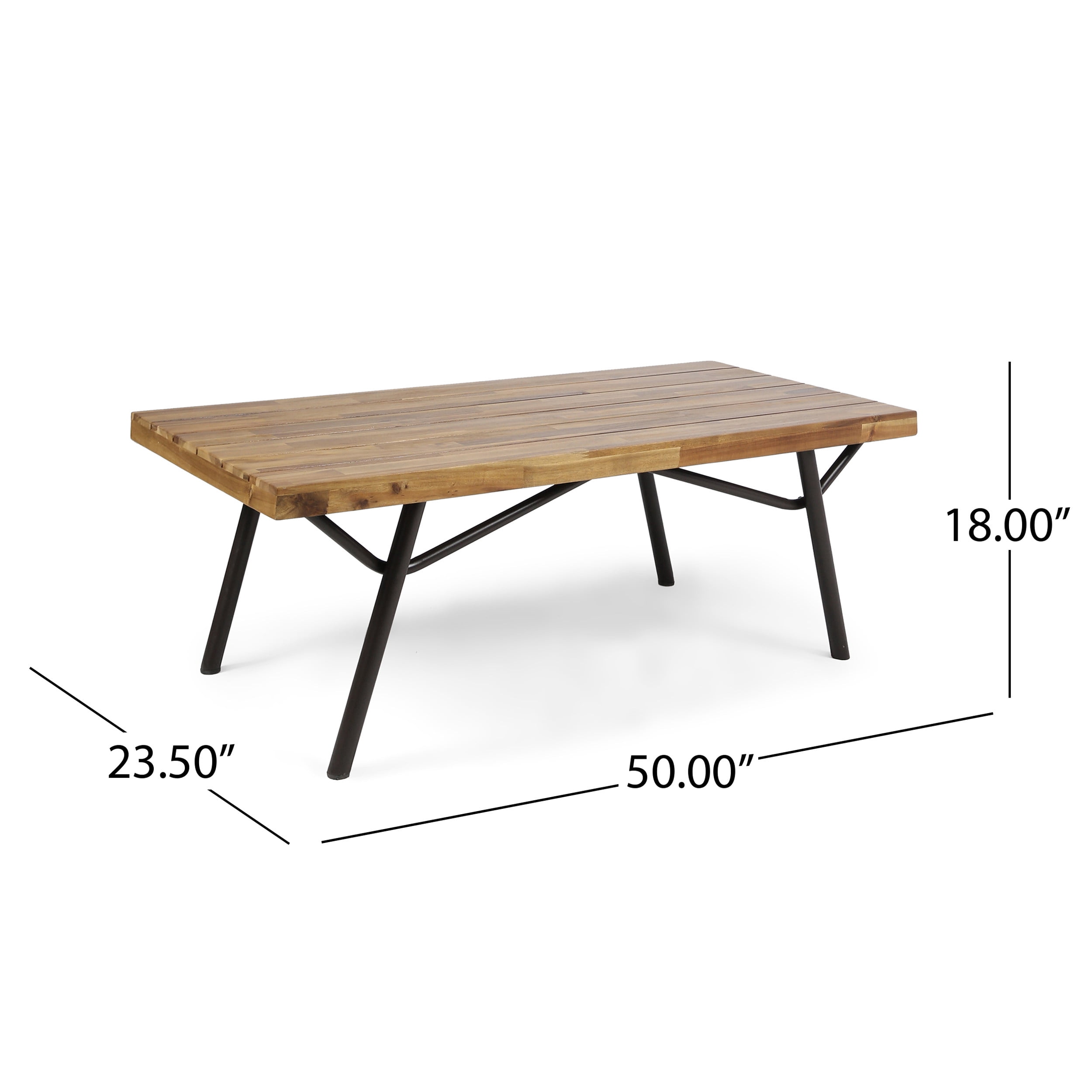 Outdoor Coffee Table, Solid Acacia Wood Center Leisure Table for Patio Garden, Teak