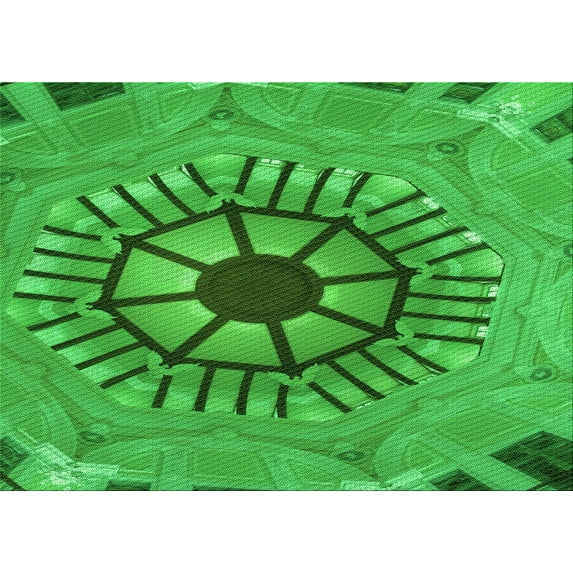 Ahgly Company Indoor Rectangle Patterned Green Area Rugs, 6' x 9'