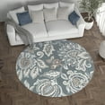 thumbnail image 6 of Madison Traditional 8' Round Dark Gray Polypropylene Indoor Area Rug, 6 of 7