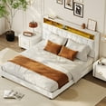 thumbnail image 2 of GloryStar Full Upholstered Platform Bed Frame with Storage Headboard, Built-in LED Lights and Charging Station, Sturdy Wood Slat Support, No Box Spring Required, 2 of 8