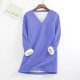 thumbnail image 2 of LEAVINGSUO Winter Clothes Woman Fashion Women's Comfortable Large Loose Raglan Top Thickened and Velvet Lamb Wool Warm Underlay, 2 of 4