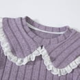 thumbnail image 5 of Efsteb Girls Outfits Solid Lace Splicing Long Sleeve Ribbed Knit Tops Long Pants 2Pcs Fall Winter Clothes Set (Purple,6 Years), 5 of 9