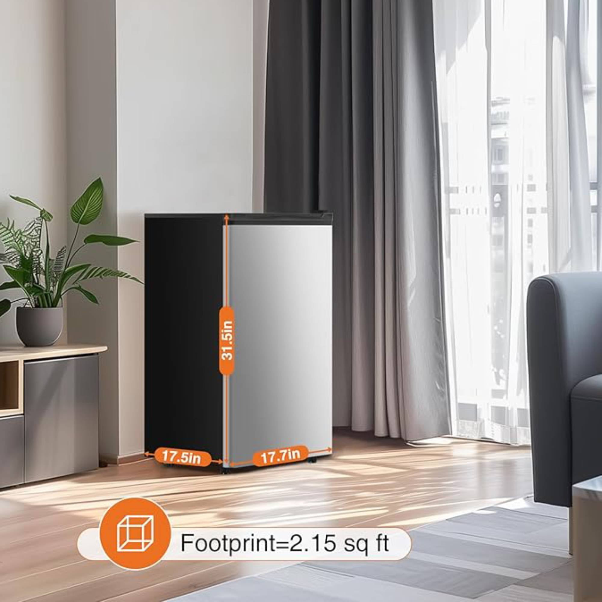 3.2 Cu.Ft Mini Fridge with Freezer Single Door Small Refrigerator with Adjustable Thermostat for Apartment,Dorm, Office, Silvery