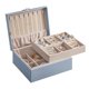 thumbnail image 1 of Caja Joyero, Estuche de Joyas con 2 Capas, con Asa, Bandeja Flexible, 20.5 x 24 x 11 cm, Azul Nublado, 1 of 7