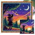 thumbnail image 1 of Hilo Algodón Ecológico Bordado 11CT 3 Hebras Impresión 45*45cm Kit Serie Paisaje Punto Cruz Bruja Y Gato La La Btafrte, 1 of 9