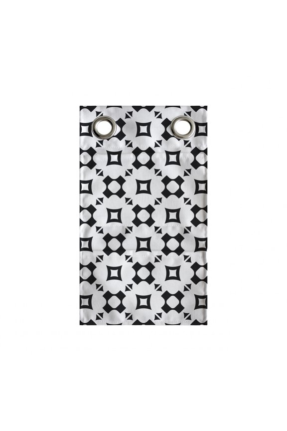 Abstract Hanging Pocket Organizer, Geometric Shapes Crosses Squares Triangles Repeating Style Monochrome, Printed Polyester Storage Bag with Pockets, 9" x 27", Charcoal Grey and White