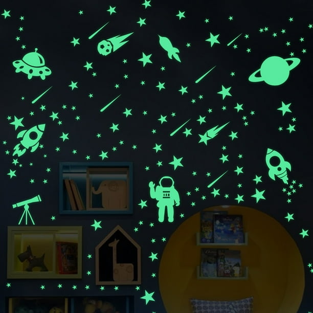 Estrellas que brillan en la oscuridad para techo, 103 estrellas de techo que brillan en la oscuridad, decoración de pared para niños, para dormitorio de niños