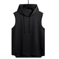 thumbnail image 5 of BRGZLK Men's Tank Tops Solid Color Sleeveless Hooded Casual Sports Top Drawstring High Low Hem Tank Top Bodybuilding Muscle Cut Off T-Shirt, 5 of 7