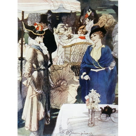 Afternoon Tea In Kensington Gardens London England In The Early Years Of The 20Th Century After A Drawing By Blampied From La Esfera 1914