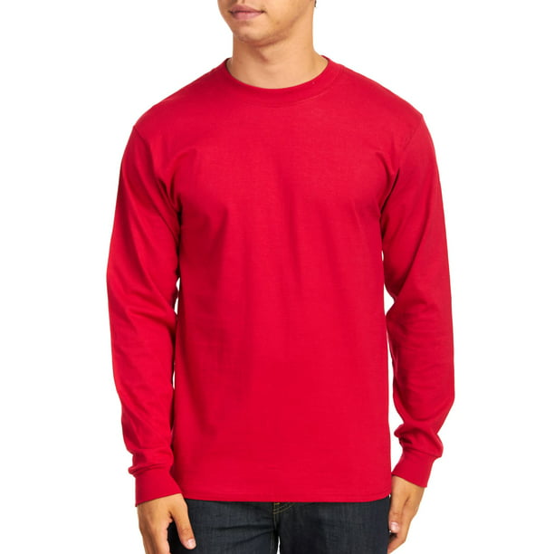 Hanes - Hanes Men's Long Sleeve Beefy-T T-Shirts, Deep Red, Medium ...