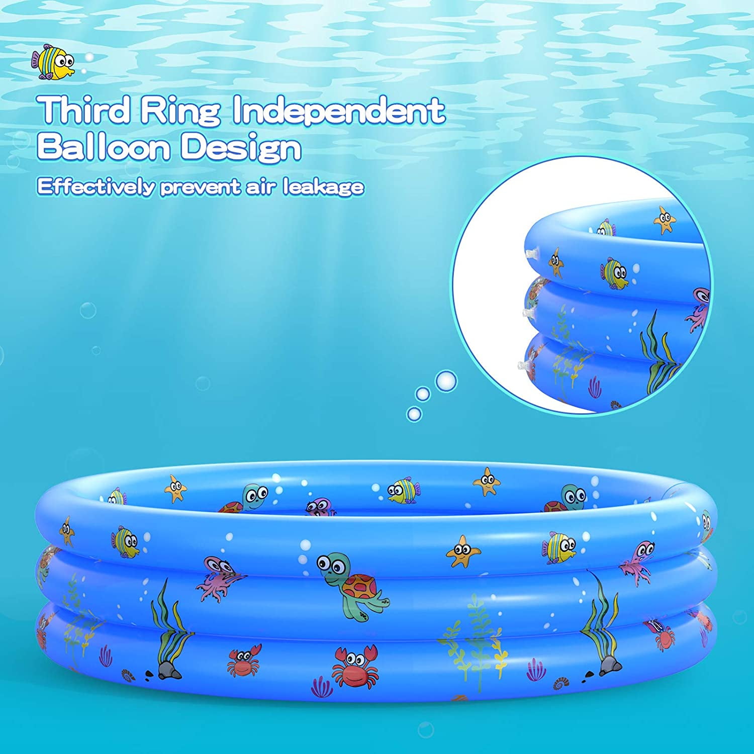 Garden Round Inflatable Swimming Pool, Portable Kids Water Center for Indoor/Outdoor Use
