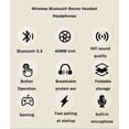 thumbnail image 4 of Wireless Bluetooth Stereo Headset Headphones, Wireless Headphones Over Ear, Hybrid Active Noise Cancelling Headphones, Lightweight Stereo Wireless Headset for Travel Work TV PC Cellphone (Black), 4 of 5