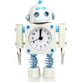 thumbnail image 2 of Réveil Robot en Métal Inoxydable - Réveil avec Lumières Clignotantes et Pince à Main (Blanc), 2 of 6