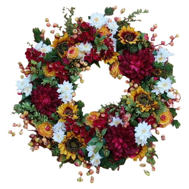 Guirnalda de flores de peonía de 16 pulgadas, guirnalda de hojas verdes, ventana, colgante de pared para puerta delantera, fiesta, boda, decoración Sunnimix Corona de peonía