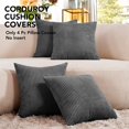 thumbnail image 2 of Deconovo Corduroy Fundas de cojines Juego de 4 – Machine Washable Home Decor for Sofa, Dormitorio | Dark Green, 12x20 Inch, 2 of 7