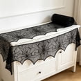 thumbnail image 4 of UALSRZL Halloween Decorations Lace Cloth, 96x18 Halloween Spider Web Table Runner, Black Lace Table Runner for Halloween Party Dinner Table Wall Decor, 4 of 6