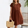 thumbnail image 5 of XuJwPNcy Cotton Linen Dresses for Women Short Sleeve Round Neck Summer A Line Dresses Casual Baggy Sundress, 5 of 5