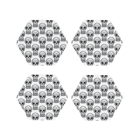 

Leather Coasters with Heat-resistant for Drinks gray skull -标题2 Hexagon