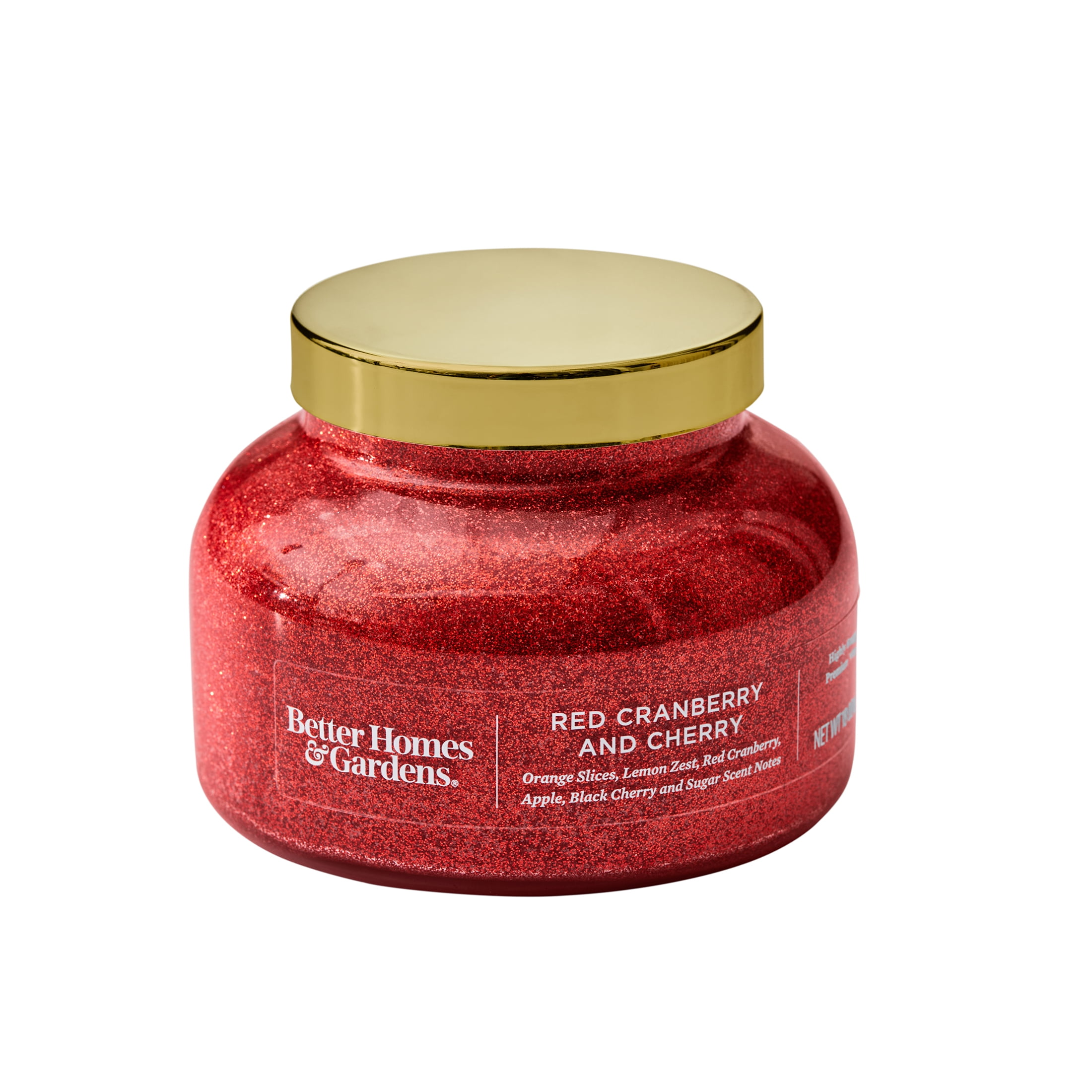 Better Homes & Gardens Red Cranberry and Cherry Scented 2 Wick Glitter 18oz Jar Candle