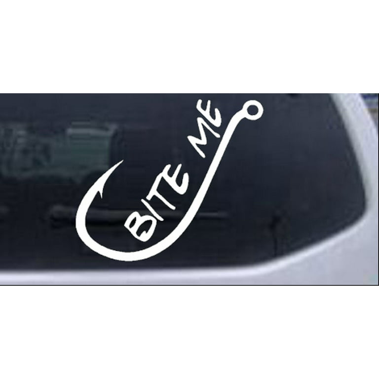 Bite me Funny Fishing Hook Car or Truck Window Decal Sticker 