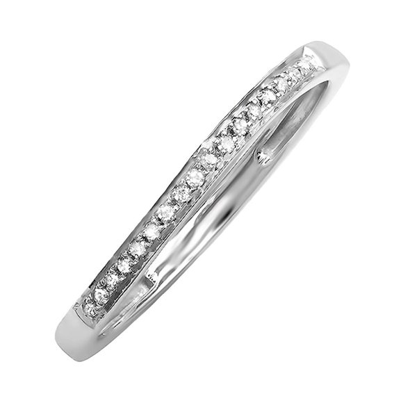 Dazzlingrock Collection 0.08 CT Sterling Silver Round Diamond Ladies Wedding Band Ring, Size 10