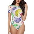thumbnail image 2 of Picia Cute Chameleons Womens One Piece Swimsuits Modest Tummy Control Bathing Suits Lace Up Slimming Swim Suit-Large, 2 of 9