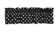 lovemyfabric Cotton White Polka Dots/Spots Design Kitchen Curtain Valance Window Treatment-Black