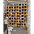 thumbnail image 5 of Halloween Yellow-Black Moroccan Geometric Shower Curtain Set ，Waterproof Fabric Shower Curtains Shower Curtains for Bathroom,Bathroom Decor 60"x72", 5 of 6